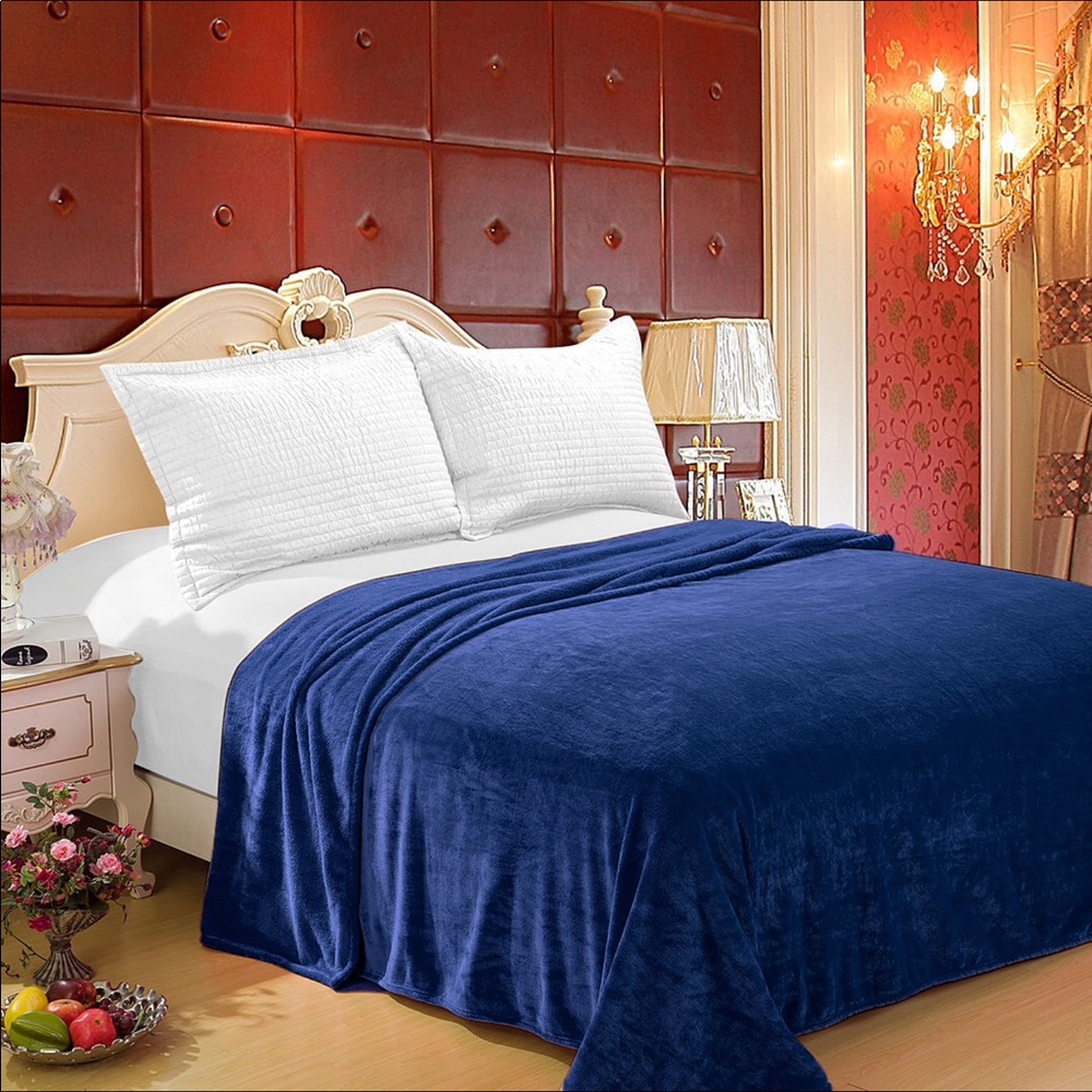 Navy Super Soft Blanket Throw Warm Cozy